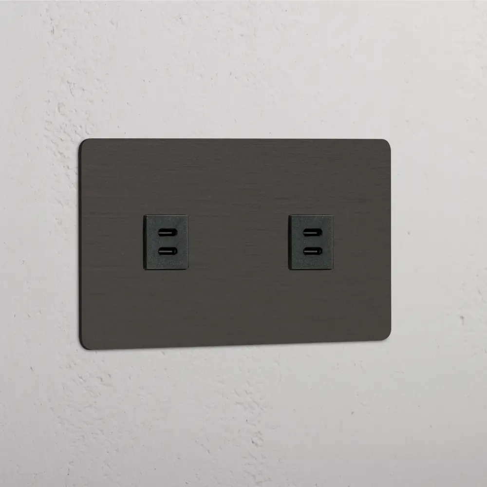 Kew Toma USB-C x2 (marco doble) - Bronce | Negro con Certificación CE