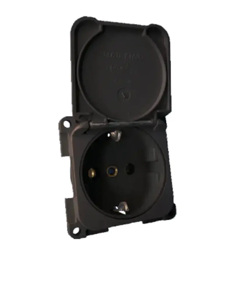 Enchufe 220v Gris Antracita Tapa Pack de 3