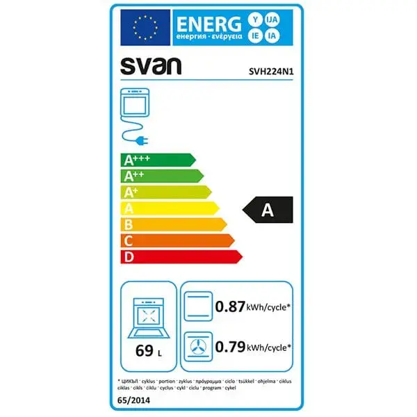Horno Svan SVH224N1 eléctrico 69L 10 funciones 2300W 59,5 cm de Alta Seguridad