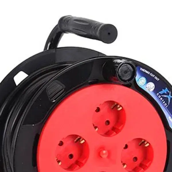 Carrete prolongador de cable 4 enchufes 10 m Fácil Instalación
