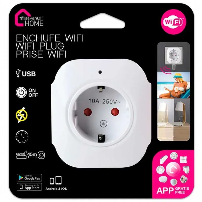 Enchufe inteligente 7hSevenOn Home Wifi control ví App blanco para Exteriores