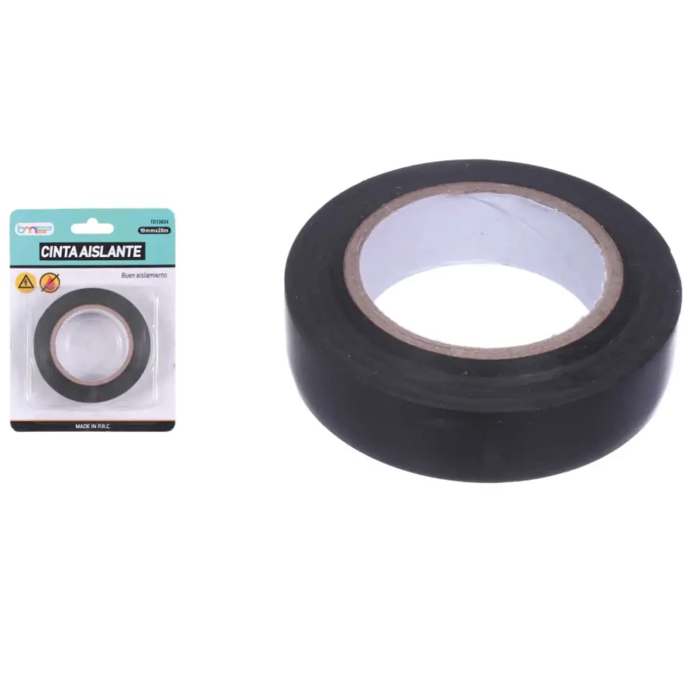 Cinta Aislante Negra 1.9cm x 20m para Electricidad para Hogar Inteligente
