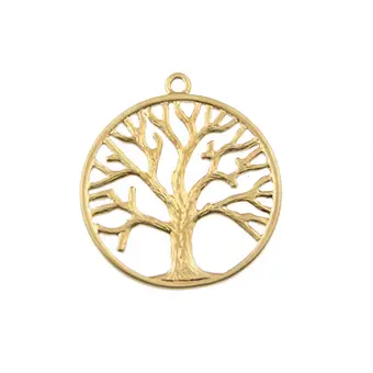 Dije Chapa Arbol 36x32.5mm Dorado