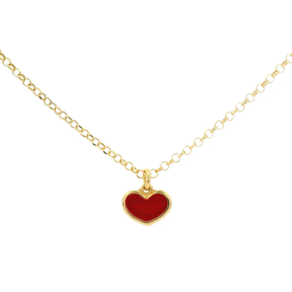 925YG SOLITARY HEART RED ENAMEL NECKLACE
