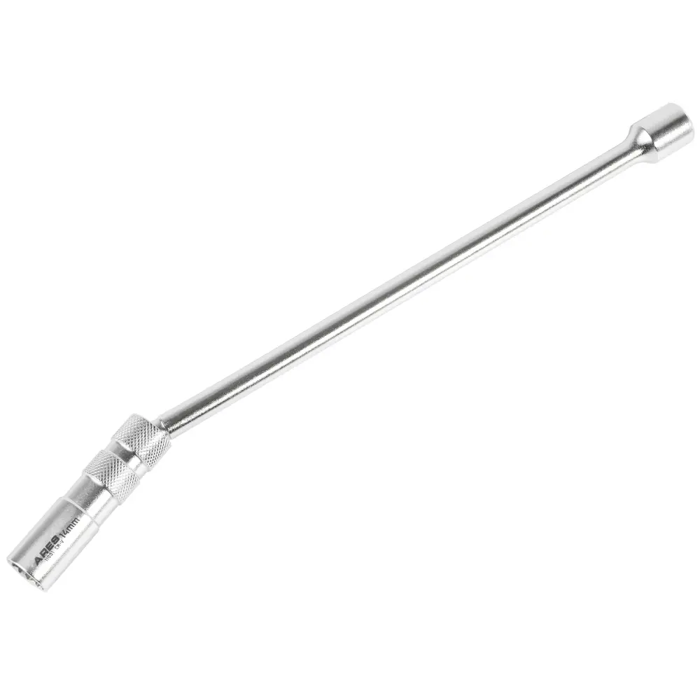 ARES 11001 - Dado magnético giratorio para bujías de 14 mm con pared delgada y extensión de 12 pulgadas