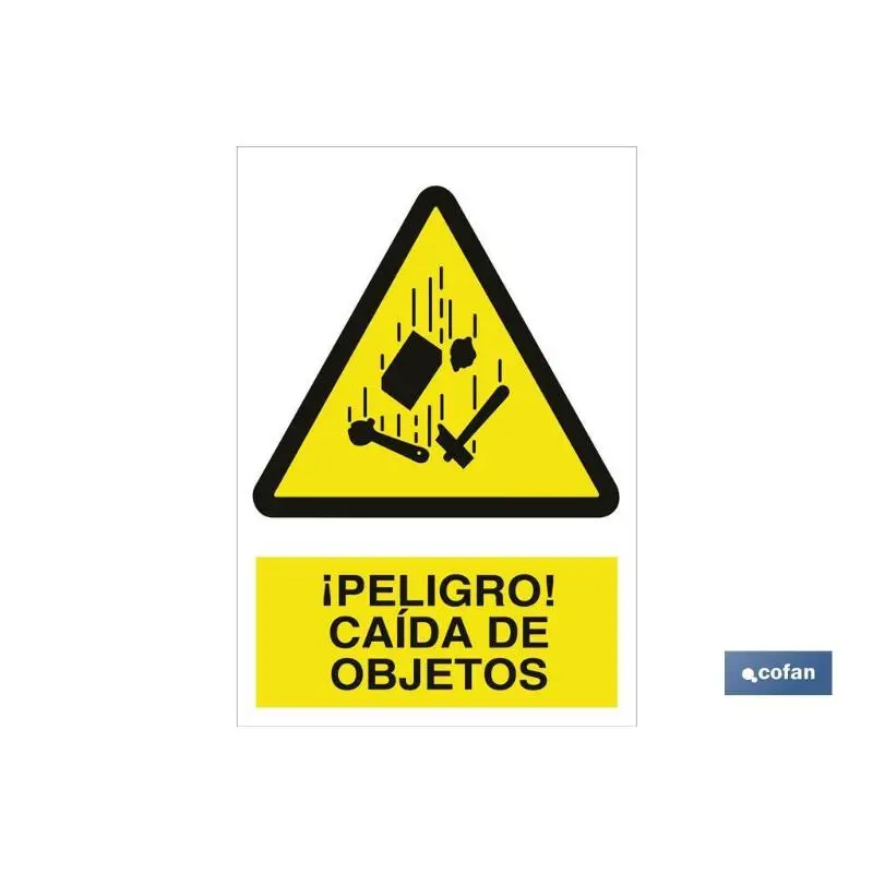 Señal poliestireno 420x297mm. ¡peligro! Caída de objetos