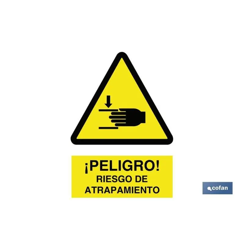 Señal poliestireno 420x297mm. ¡peligro! Riesgo de atrapamiento