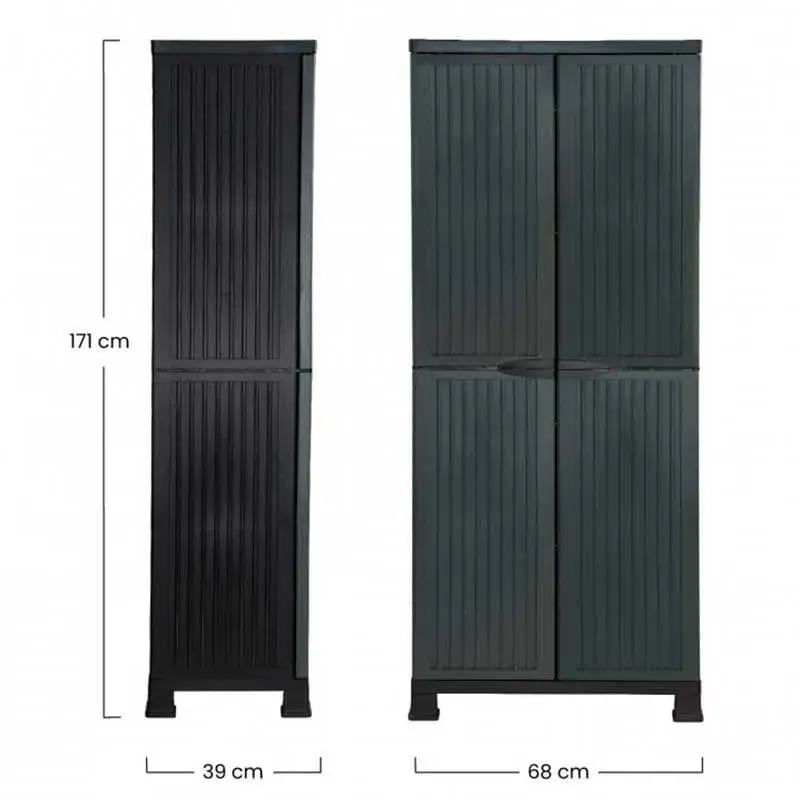 Armario de exterior GH91 3 baldas interiores resina negro 171x68x39 cm