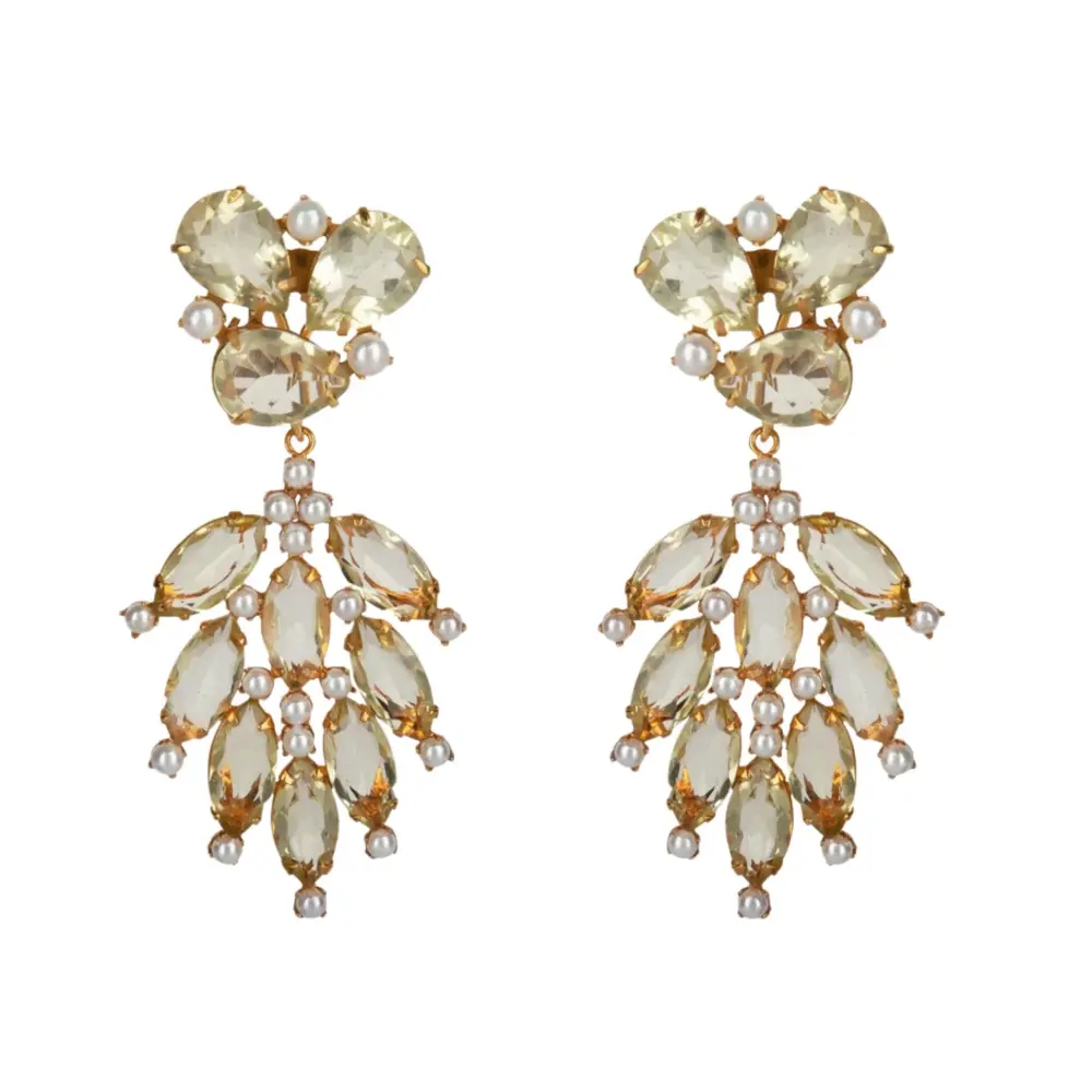 EARRINGS LEMON QUARTZ PEARLS 3X1