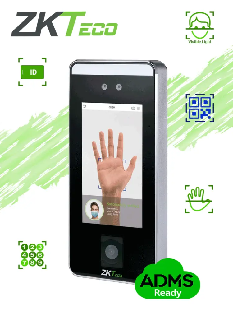 Arnés de Seguridad para Alturas ZKTECO SPEEDFACEV5LQR - Control de Acceso Facial / 6000 Rostros / 3000 Palmas / 10,000 Ta...