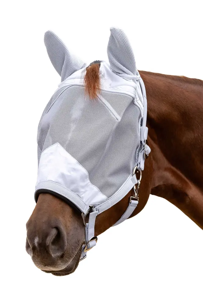 Premium Fly Mask Halter Plata Grey X-Full