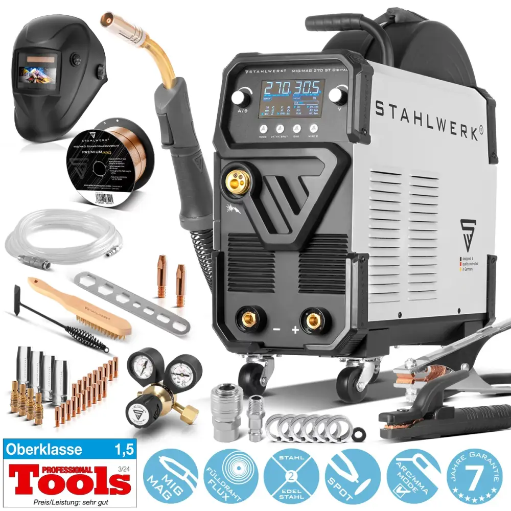 Acero MIG MIG MAG 270 Equipo completo electrónico IGBT 4-en-1 Dispositivo de soldadura de gas protector | Inversor con 27...