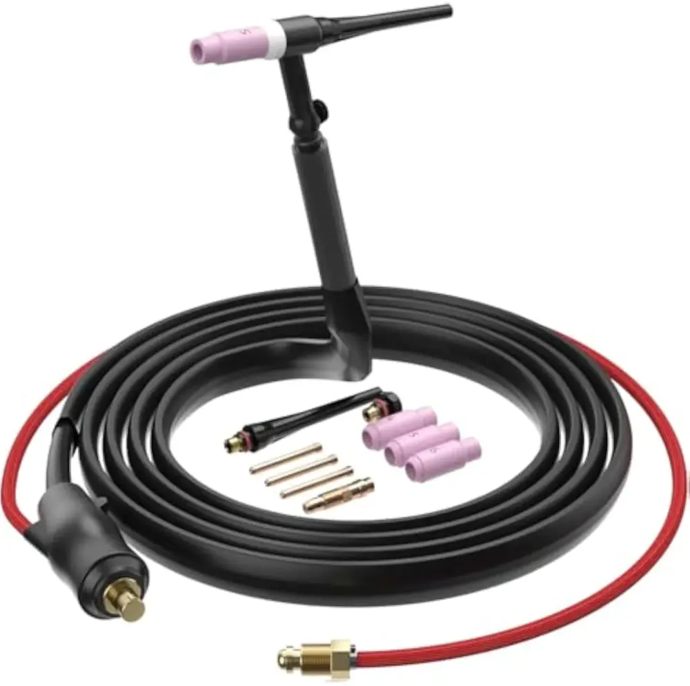 ARCCAPTAIN TIG Welding Gun, WP-17V Argon TIG Torch 13FT Red Air Hose and 35-50mm Connector, Lift Tig Torch 150amp 13FT Cable