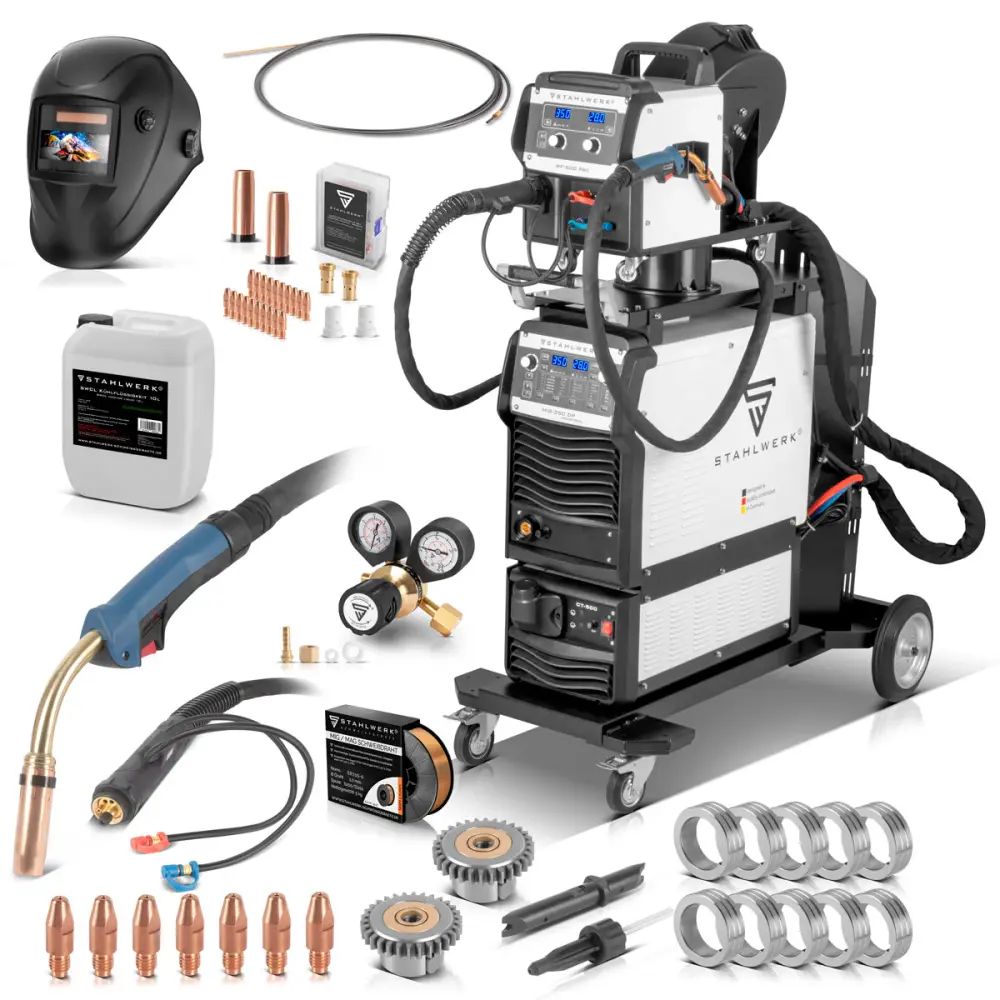 Máquina de soldadura industrial de Steelworks MIG 350 DP Equipo completo de inversor IGBT integral sincronizado con agua ...