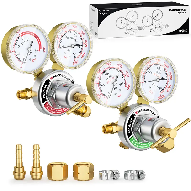 Oxygen and Acetylene Gas Regulators CGA540 and CGA510 Welding Gas Gauges