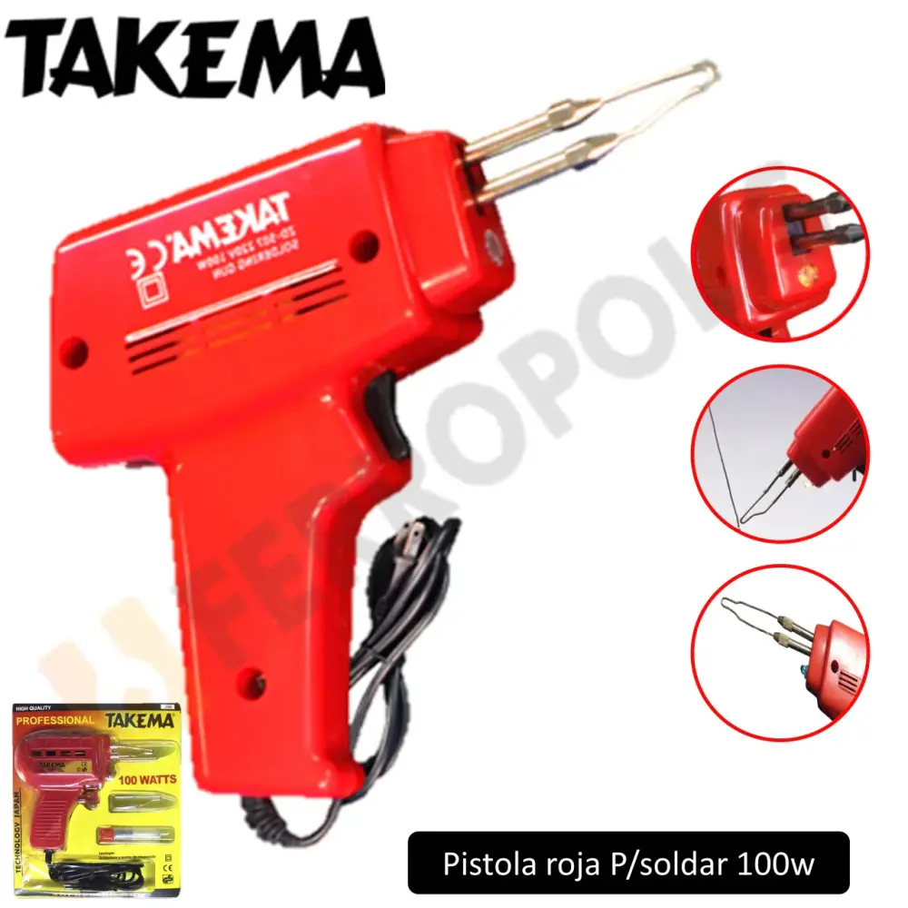 PISTOLA ROJA P/SOLDAR 100W "TAKEMA