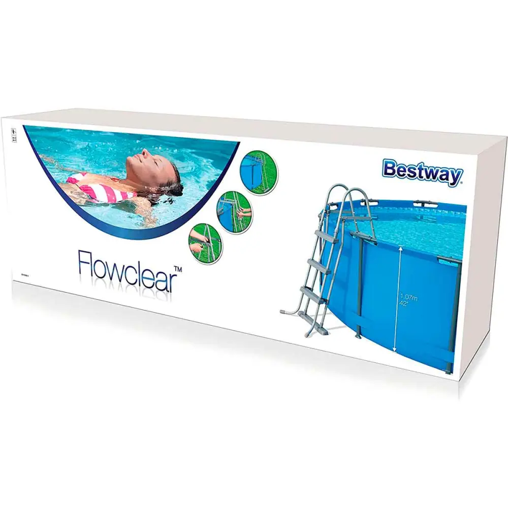 Guante Resistente Escalera para piscinas Bestway estructura metálica gris 107 cm