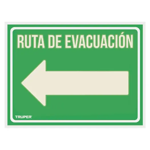 Resistente al Calor Letrero de señalización "RUTA EVACUACIÓN IZQUIERDA",21x28 cm