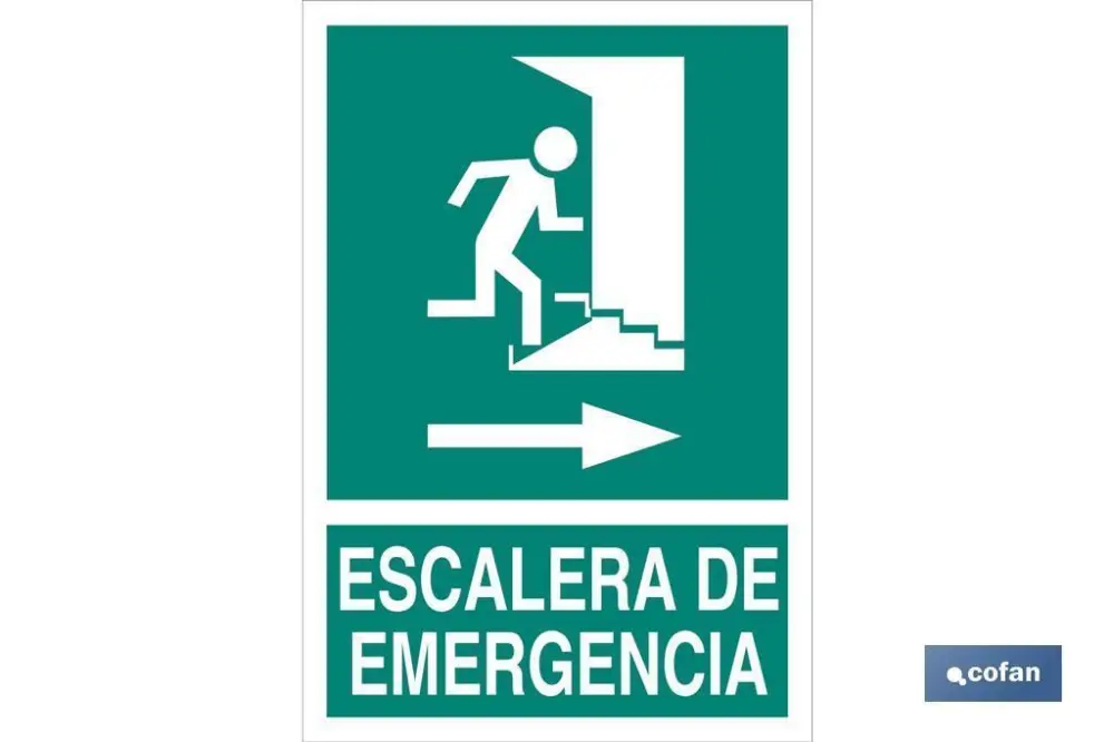 Señal luminiscente 420x297mm. Escalera de emergencia Compatible con Sistemas de Alarma