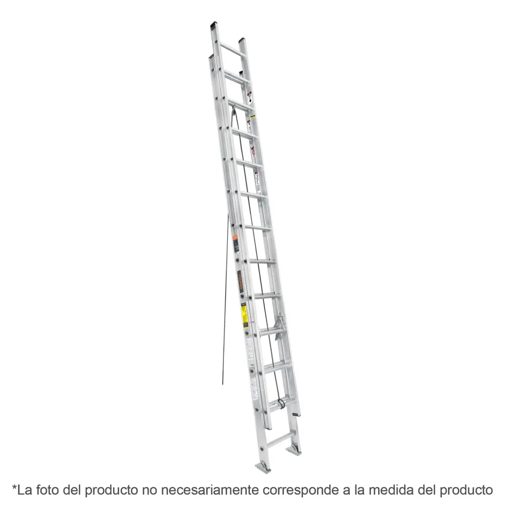 ESCALERA DE EXTENSIÓN, 20', TIPO III con Estantes Portaherramientas