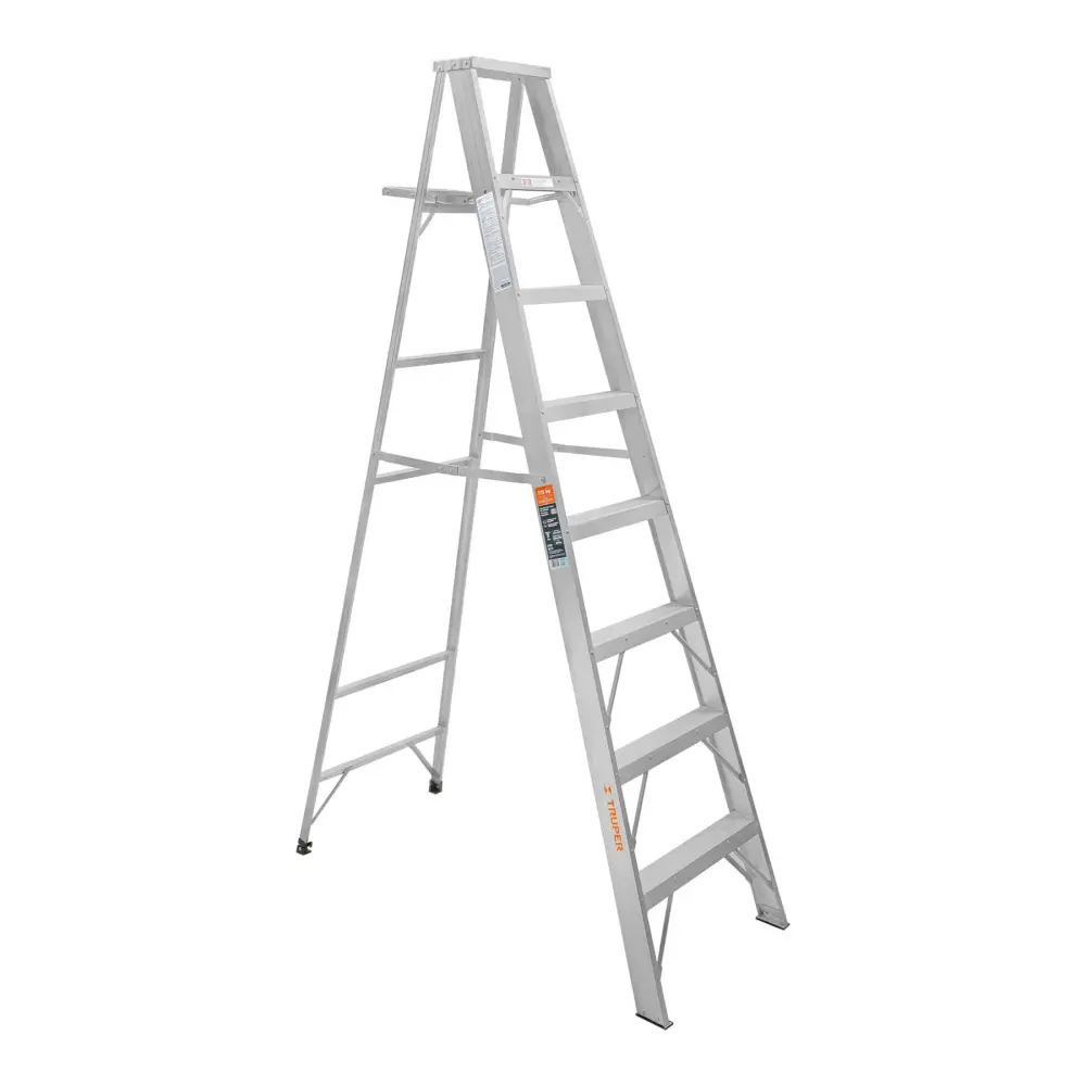 Escalera de Fibra Escalera de tijera, aluminio, tipo ll, 7 escalones