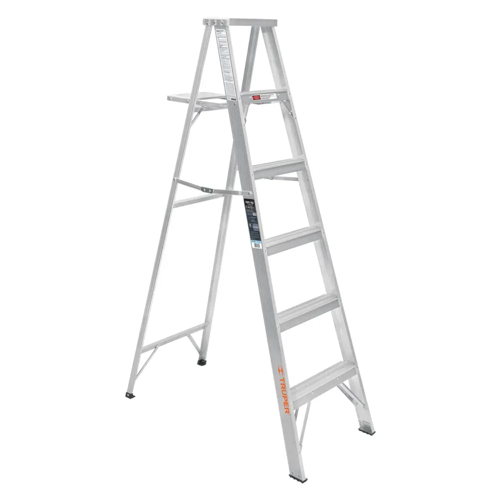 ESCALERA DE TIJERA 100% ALUMINIO TIPO LLL 5 PELDAQOS, TRUPER Paso Ancho 30cm