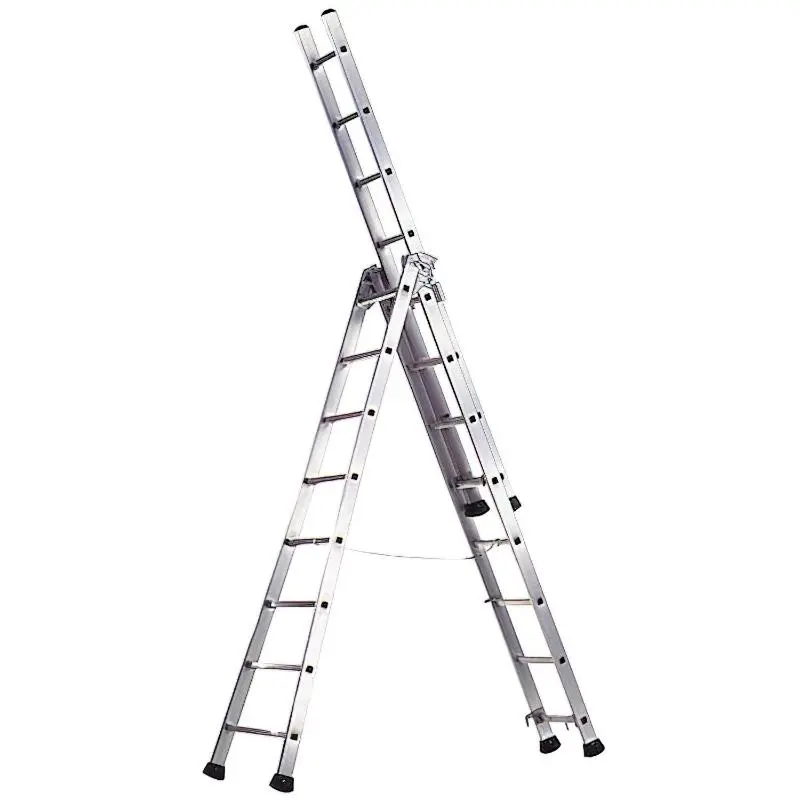 Escalera aluminio industrial pronor 3 tramos. 9+9+9 peldaños Wolfpack Linea Profesional