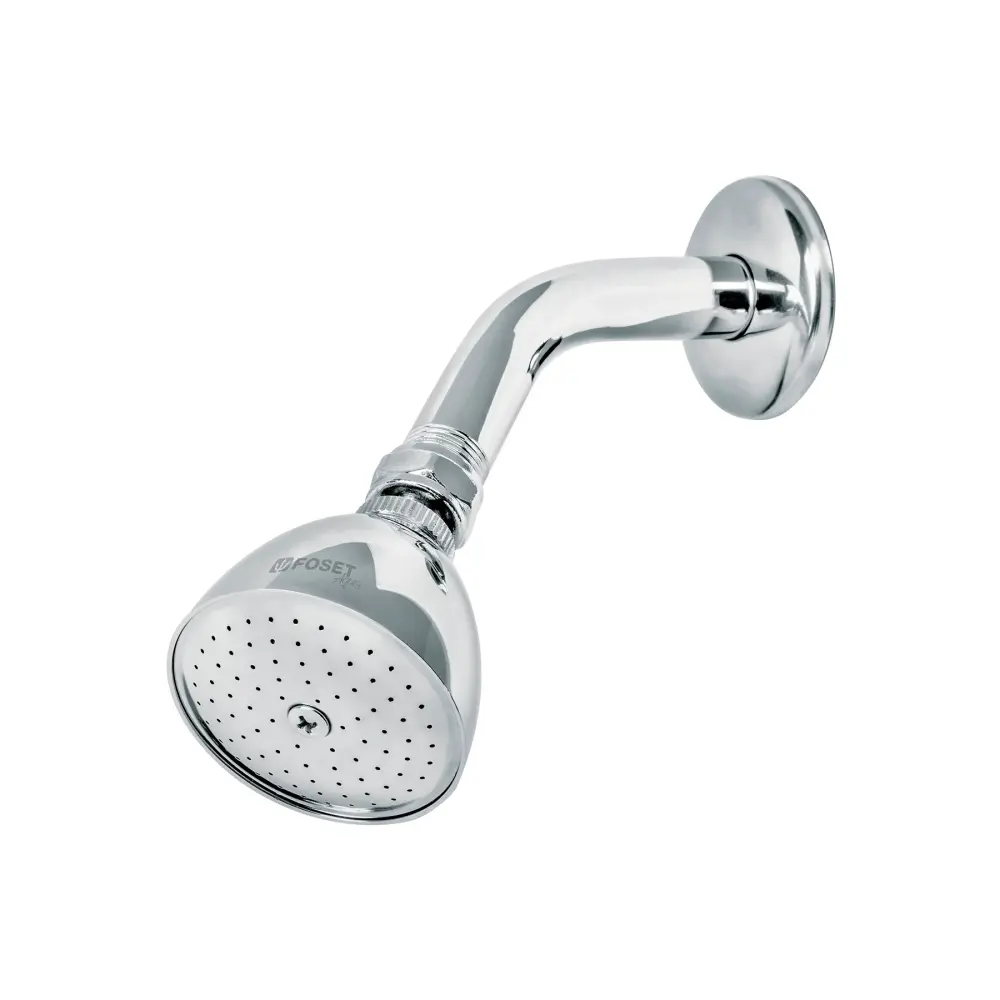 Certificado ISO Regadera Cónica 2-1/2" Brazo y Chapetón De Acero, Foset 49448