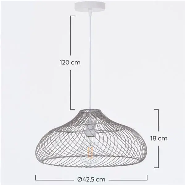 Lámpara de techo Akame 7hSevenOn hierro gris Ø42,5x18 cm