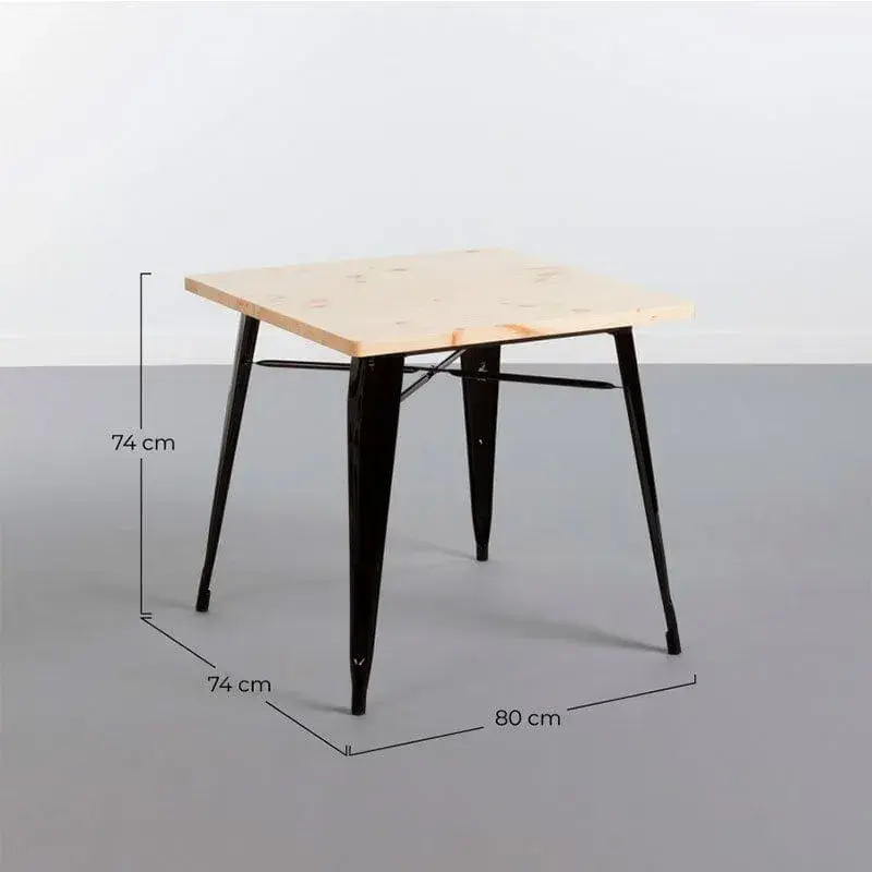 Mesa de comedor cuadrada Hierro Wood Thinia Home natural/negro 74x80x74 cm para Carpinteros