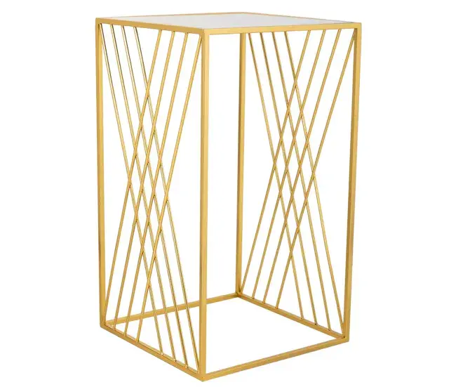 Mesa esquinera cuadrada de acero dorado 40x40x70