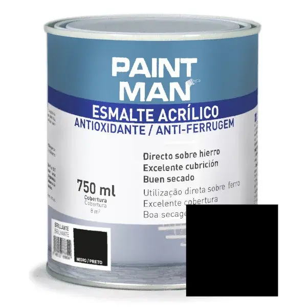 Esmalte antioxidante al agua paintman negro 750 ml