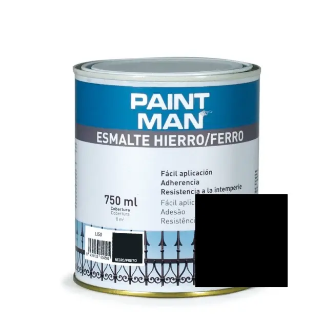Esmalte hierro liso negro brillante paintman 750 ml