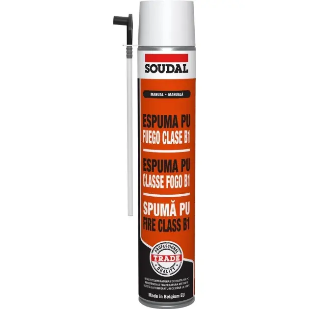 Espuma poliuretano fuego clase b1 (cánula) soudal 750 ml
