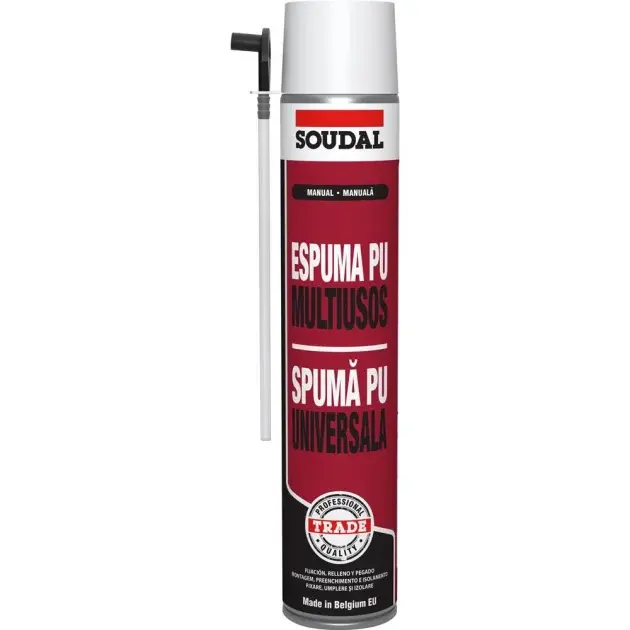Espuma poliuretano multiusos (cánula) soudal 750 ml
