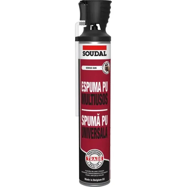 Espuma poliuretano multiusos genius soudal 750 ml