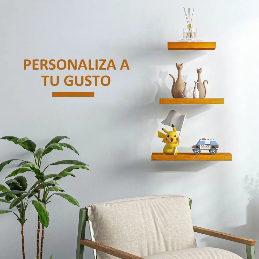 Estantes de pared Fyn Homcom 3 niveles marrón Sistema Modular Expandible