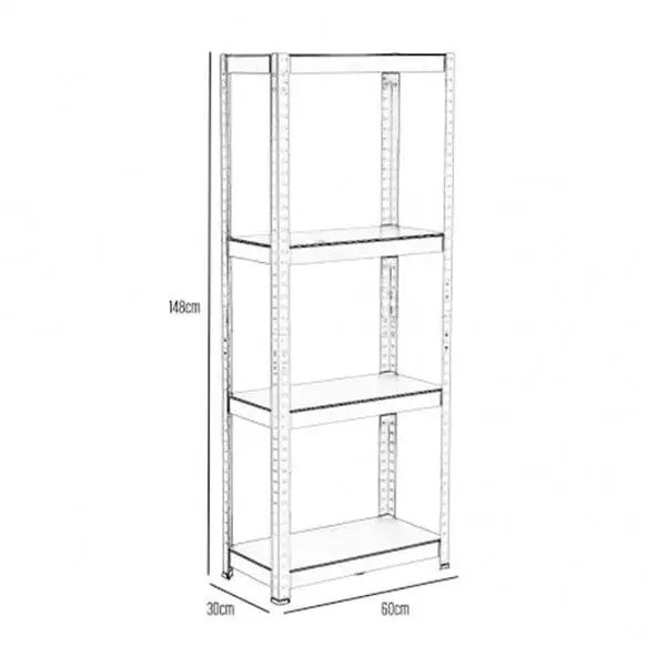 Gabinete de Almacenamiento Estanterí metálica gris/antracita con 4 baldas ajustables 148x60x30cm