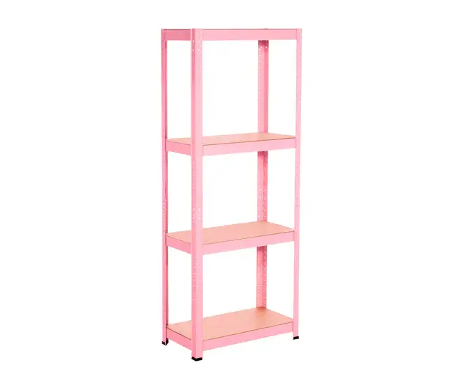 Gabinete de Almacenamiento Estanterí Metálica Rosa con 4 Baldas Ajustables 148x60x30cm 240Kg 7house