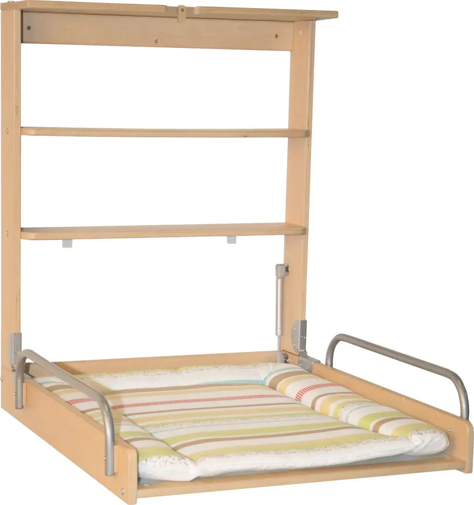 Estante de pared para variar, estante plegable para cambiar, natural incluye almohadilla para cambiar 'Dschungelbaby'