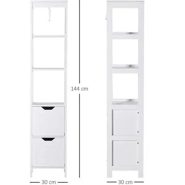 Estanterí de baño multiusos antivuelco blanco 30x30x144 cm para Baño Moderno