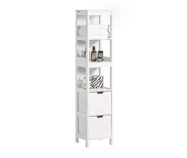 Mueble Columna de baño Armario para baño-3 estantes y 2 cajones FRG126-W SoBuy ES Resistente la Humedad