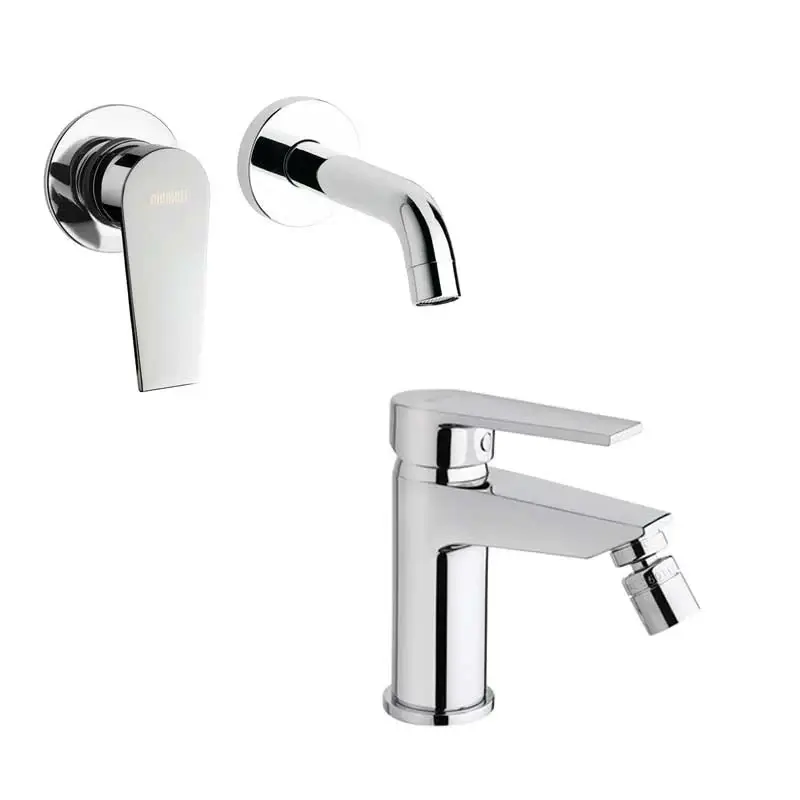 Set di rubinetti da bagno Lavabo Incasso e Bidet con scarico finitura cromata collezione LOGOS+ di Mamoli Rubinetterie | F...
