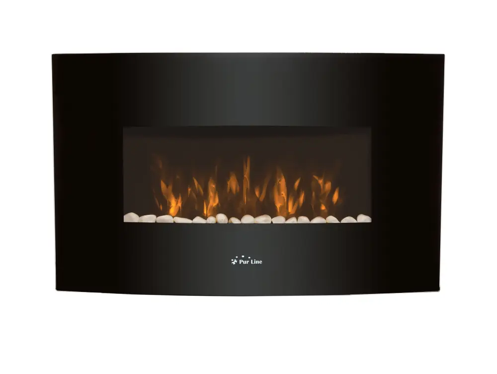 Chimenea eléctrica mural 2kw cristal templado negro con mando distancia Purline