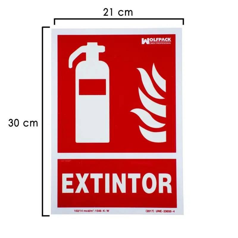 Cartel fluorescente extintor 30x21 cm. | Cumple Normativa