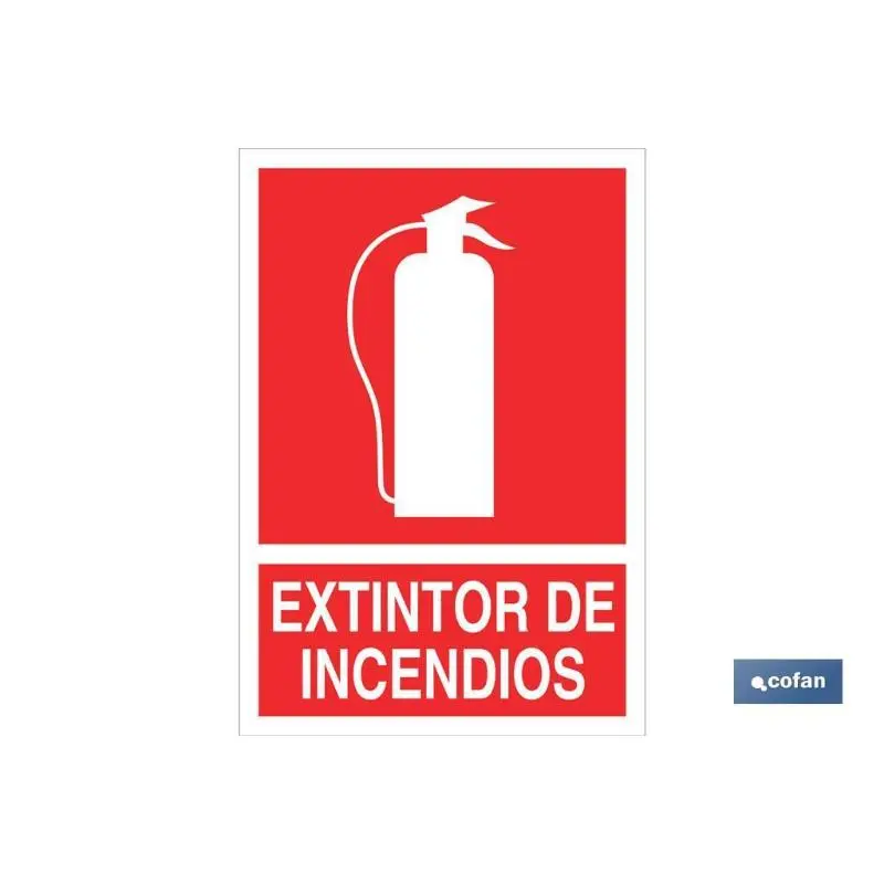 Señal adhesiva 210x148mm. Extintor de incendios pictograma + texto para Cocina