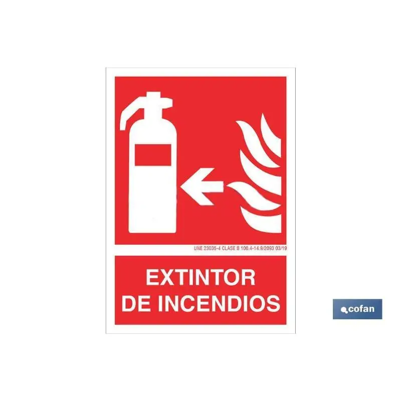 Señal luminiscente 420x297mm. Extintor de incendios pictograma + texto Kit para el Hogar