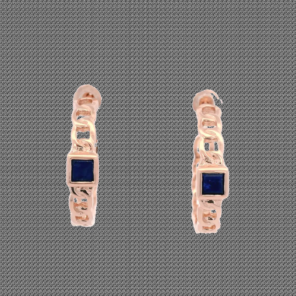 925RG SQUARE LAPIS LAZULI CURB LINK HUGGIES