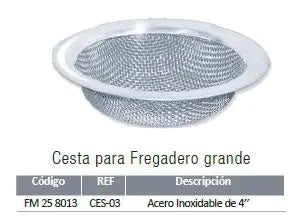 Broca para Concreto Cesta p/fregadero acero inoxidable FM - FERMETAL