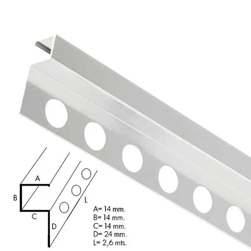 Guardacantos Acero Cuadrado Mate Barra 2,6 Metros
